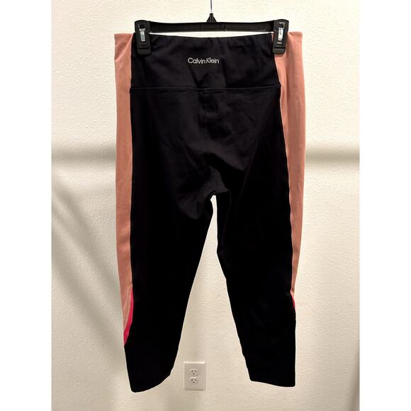 Calvin Klein Women's High-Rise Colorblocked 7/8 Leggings Black Pink Size XXL 2XL - Picture 2 of 6